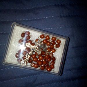 Rosary, natural wood